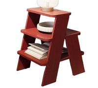 Multi-Functional Wooden Step Stool & Ladder - Stylish Side Table, Creative Footstool for Living Room, Red 17.7"x20.9"x24.8" - Easy Storage & Versatile Design