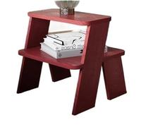 Multi-Functional Wooden Step Stool & Side Table - Stylish 3-Tier Ladder for Living Room, Home Use, Creative Design, Compact 17.7x16.7x17.7in (Red)