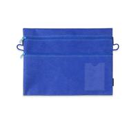 Multi-Functional Zipper Pen Double Layer Stationery Bag with Elastic Bands Clear Label Window for File Folder Large Capacity Pencil Case