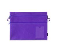 Multi-Functional Zipper Pen Double Layer Stationery Bag with Elastic Bands Clear Label Window for File Folder Large Capacity Pencil Case