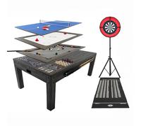 Multi Games Dining Table 7ft 7-in-1 Full Size Pool Table Tennis Air Hockey Chess