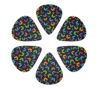 Multi-Gauge Guitar Picks 6 Pack Black Blue Monarch Butterfly, Semi-Round Design for Acoustic, Electric & Bass Guitars, 0.46mm/0.71mm/0.96mm Thickness