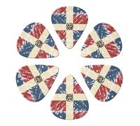 Multi-Gauge Guitar Picks 6 Pack Dominican Republic Grunge Flag, Semi-Round Design for Acoustic, Electric & Bass Guitars, 0.46mm/0.71mm/0.96mm Thickness