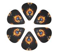 Multi-Gauge Guitar Picks 6 Pack Fire Flame Skull, Semi-Round Design for Acoustic, Electric & Bass Guitars, 0.46mm/0.71mm/0.96mm Thickness