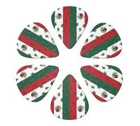 Multi-Gauge Guitar Picks 6 Pack Flag Mexico, Semi-Round Design for Acoustic, Electric & Bass Guitars, 0.46mm/0.71mm/0.96mm Thickness