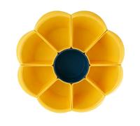 Multi Grid Fruit Tray, 360° Rotatable Hot Pot Platter with Removable Draining Basket, for Home Restaurant Kitchen (7 Grids)