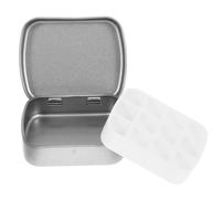 Multi-grid Nail Charms Storage Box Stainless Steel Silver