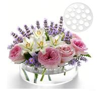 Multi Hole Acrylic Flower Vase with Leak Proof Construct and 16 Large Holes for Arranging Fresh or Artificial Flowers with Convenient Top Lid Access
