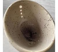 Multi Hole Pottery Herb Stripper Bowl for Leafy Herb Stem Removal, Providing a Practical Tool for Faster Kitchen Herb Preparation (white and yellow)