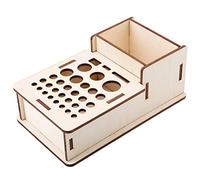 Multi Hole Wooden Tool Storage Rack, Leathercraft Tool Holder, Multifunctional Basswood Organizer with Slots and Holes for DIY Craft Stamps and Modeling Tools, for Home