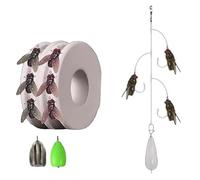 Multi-Hook Artificial Fly Fishing Lure Set, Bionic Fly Fishing Bait with 2 Throwing Aids, Quick Strike Fly Bait, Fly Hook Soft Bait, Handmade Lures Kit, for Freshwater Saltwater (3 Hooks, L)