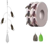 Multi-Hook Artificial Fly Fishing Lure Set, Bionic Fly Fishing Bait with 2 Throwing Aids, Quick Strike Fly Bait, Handmade Lures Kit, 3D Bionic for All Kinds of Fish (3 Hooks, M)