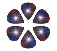 Multi-Instrument Guitar Picks 6 Pack Aurora Lightning Art, Semi-Round Plectrums for Electric, Acoustic, Bass & Ukulele, 0.46-0.96mm