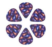 Multi-Instrument Guitar Picks 6 Pack Aurora Lightning Art, Semi-Round Plectrums for Electric, Acoustic, Bass & Ukulele, 0.46-0.96mm