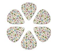 Multi-Instrument Guitar Picks 6 Pack Colorful Mushroom Style, Semi-Round Plectrums for Electric, Acoustic, Bass & Ukulele, 0.46-0.96mm