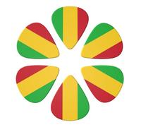 Multi-Instrument Guitar Picks 6 Pack Flag Republic Mali, Semi-Round Plectrums for Electric, Acoustic, Bass & Ukulele, 0.46-0.96mm