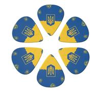 Multi-Instrument Guitar Picks 6 Pack Grunge Flag Of Ukraine, Semi-Round Plectrums for Electric, Acoustic, Bass & Ukulele, 0.46-0.96mm