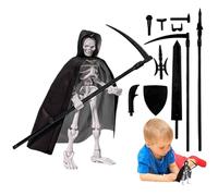 Multi-Joint Action Figures, Skull Action Figure - Multi-Joint Skeleton Home Decoration,Posable Model with Hat, Coat and Battle Assembly Kit for Adu