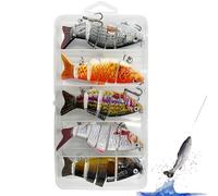 Multi-Jointed Fishing Lures Fishing Lures Kit for Bass,Realistic Swimming Lures Slow Sinking Crankbaits - Fishing Equipment, Hard Bait, 5 Piece Set for Lovers