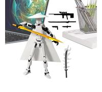 Multi Jointed Movable Robot Toys,Action Figure Set,3D Printed, Multi Jointed Action Figure With A Swordsman's Hat And Cloak, And Comes With 6 Tools,for Collectors