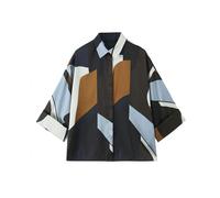 (MULTI, L) ZBZA Women's Satin Printed Shirt Lapel Long Sleeve Hidden Single Breasted Top Spring and Summer New Casual Slim Fit Chic Shirt