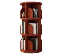 Multi-Layer 360° Rotating Bookshelf Stackable Solid Wood Bookcase with Baffles Floor Standing Storage Rack for Bedroom Living Room Home Office (99x39cm Color B)