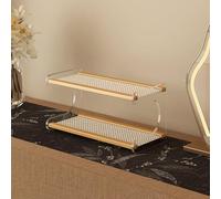 Multi-Layer Bamboo Plastic Rattan Coffee Mug Display Rack Tea Cup Holder Countertop Wood Storage Cabinet for Kitchen, Dining Room, Coffee Bar(Transparent color,30*20*20cm/11.8*7.9*7.9in)