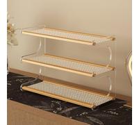 Multi-Layer Bamboo Plastic Rattan Coffee Mug Display Rack Tea Cup Holder Countertop Wood Storage Cabinet for Kitchen, Dining Room, Coffee Bar(Transparent color,59*20*36cm/23.2*7.9*14.2in)