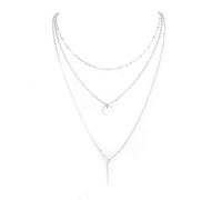 Multi-Layer Bar Pendants Necklace Y Curve Bar Alloy Choker Sequin Thin Three Layers Neck Chain Creative And Exquisite WorkmanshipDurable and Fashion