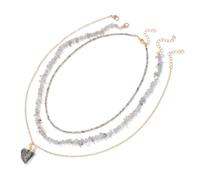Multi-Layer Beads Chain Necklace Natural Stone Beaded Pendant Necklaces Women's Retro 3-Layer Jewelry