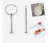 Multi layer Cake Plate Stand with Handle and Hardware Rod for Wedding and Fruit Display, Zinc Alloy Construction, Two and Three Layer Options (Silver 2 Layers)