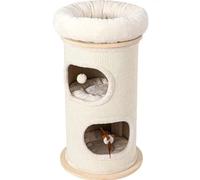 Multi-Layer Cat Tower with Sisal Barrel - Modern Cat Tree Furniture for Indoor Cats & Kittens, Perfect for Play, Rest, and Climbing Comfortably.