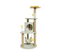 Multi-Layer Cat Tree Tower with Hammock & Scratching Post - Grey Indoor Cat Climbing Frame for Fun & Exercise - Ideal for Cats to Climb, Play & Rest