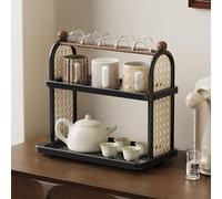Multi Layer Cup Storage Rack Tea Rack Multi-function Rack Desktop Storage Rack Suitable For Kitchen Desktop Storage,Black
