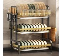 Multi-Layer Dish Drying Rack with Cup Holder - Kitchen Counter Sto Partited Dish Drain Rack Space-Saving Household nizer for Efficient Dish Sto