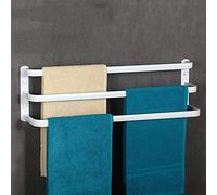 RETYOVE Multi-layer Dislocation Towel Rack Holder Wall Mounted Space Aluminum Towel Rail Towel Bar Stands for Bathroom Hotel Kitchen White triple layer 30CM