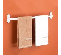 RETYOVE Multi-layer Dislocation Towel Rack Holder Wall Mounted Space Aluminum Towel Rail Towel Bar Stands for Bathroom Hotel Kitchen White Single layer 60CM