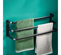 Multi-layer Dislocation Towel Rack Holder Wall Mounted Space Aluminum Towel Rail Towel Bar Stands for Bathroom Hotel Kitchen Black triple layer 50CM