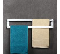 Multi-layer Dislocation Towel Rack Holder Wall Mounted Space Aluminum Towel Rail Towel Bar Stands for Bathroom Hotel Kitchen White Double layer 60CM