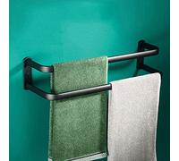 Multi-layer Dislocation Towel Rack Holder Wall Mounted Space Aluminum Towel Rail Towel Bar Stands for Bathroom Hotel Kitchen Black Double layer 50CM