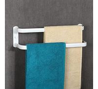 Multi-layer Dislocation Towel Rack Holder Wall Mounted Space Aluminum Towel Rail Towel Bar Stands for Bathroom Hotel Kitchen White Double layer 50CM