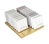 Multi-Layer Display Rack for Trade Show, Large Capacity Metal Sample Stand for Tiles/Wood/Brick, 10 Card Slots, White