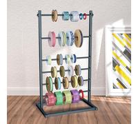 Multi-Layer Fabric Storage Rack, Metal Display Rack with Hanging Rods, Easy Assembly Ribbon Organizer, Versatile Storage Solution for Home & Crafts