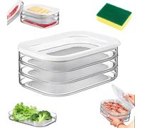 Multi-layer Food Storage Box with Lid, Deli Meat Ham and Cheese Container for Fridge, Stackable Container Set for Meal Prep, Airtight Deli Container with Lids, for Fridge Organization (3 Layers)