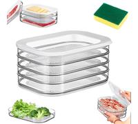 Multi-layer Food Storage Box with Lid, Deli Meat Ham and Cheese Container for Fridge, Stackable Container Set for Meal Prep, Fridge Organization, Pantry Storage, BPA-Free with Sponge (Four Layers)