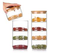 Multi-Layer Glass Kitchen Storage Jar, Storage Airtight Food Jar Glass Jars with Lids, Stacking Glass Storage Jar, Space Saving Snack Food Storage Jar,Dry Food Keeper Spice Jars(#2)
