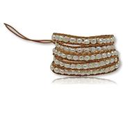 Multi-layer Hand Crafted Cultured Freshwater Pearl Gemstone Beaded on Genuine Leather Boho Style Leather Wrap Bracelet Super Wrap Bracelet 35" Long, up to 5 Wraps., pearl, cultured-fresh-water-pearl