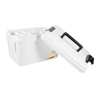 Multi Layer Household Medicine Storage Box with Handle White | Plastic Build, Safety Clasp, Compartment Layout, round Corners, for Pills, Bandages, Travel and Camps