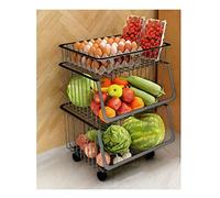 Multi-Layer Kitchen Storage Rack - Rolling Trolley Vegetable & Fruit Basket Floor-to-Ceiling 3-Tier Shelving Unit for Kitchen Pantry and Dining Room