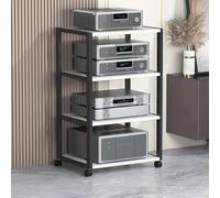 Multi-Layer Media Console Stand for Vinyl Records and Stereo Components, Modern Storage Solution for Living Room and Bedroom